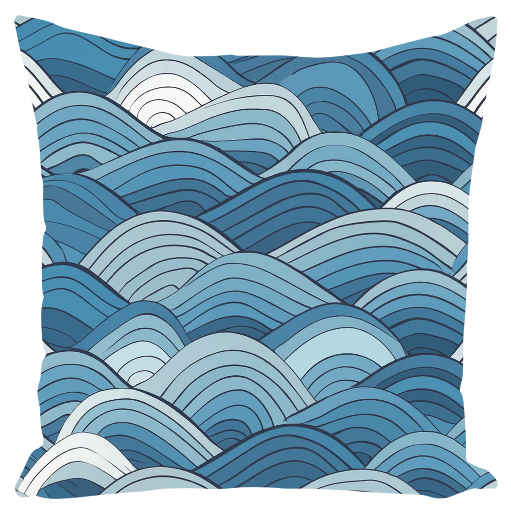 Blue Scale Wave Throw Pillows