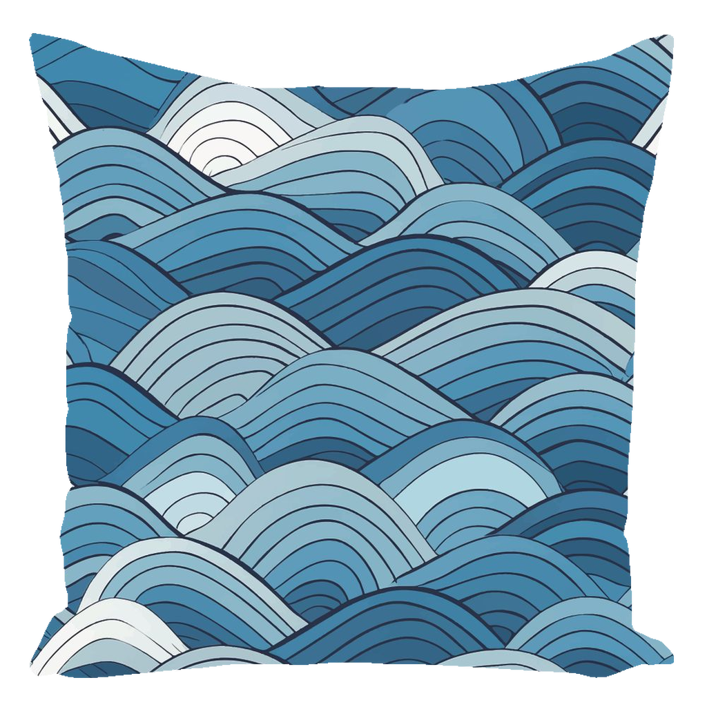Blue Scale Wave Throw Pillows