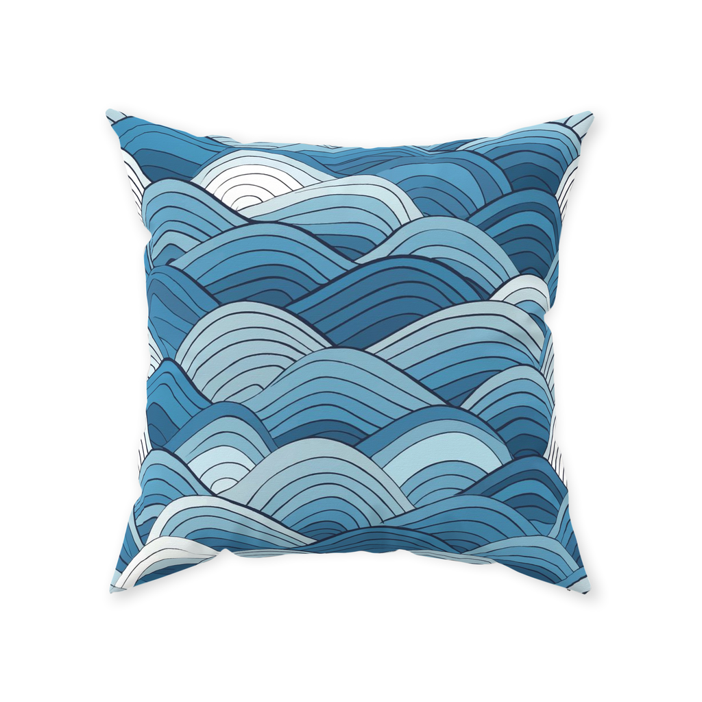 Blue Scale Wave Throw Pillows