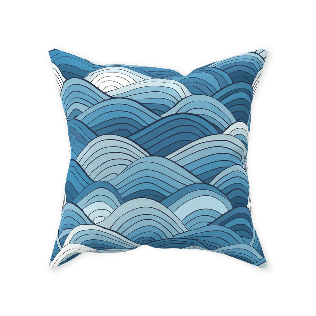 Blue Scale Wave Throw Pillows