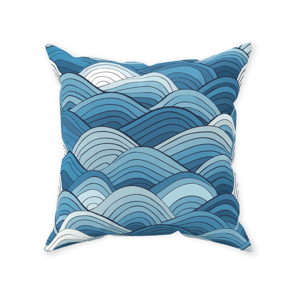 Blue Scale Wave Throw Pillows
