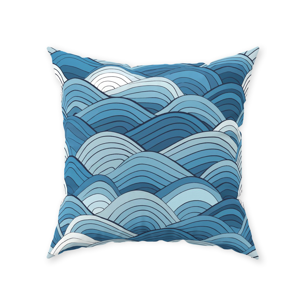 Blue Scale Wave Throw Pillows