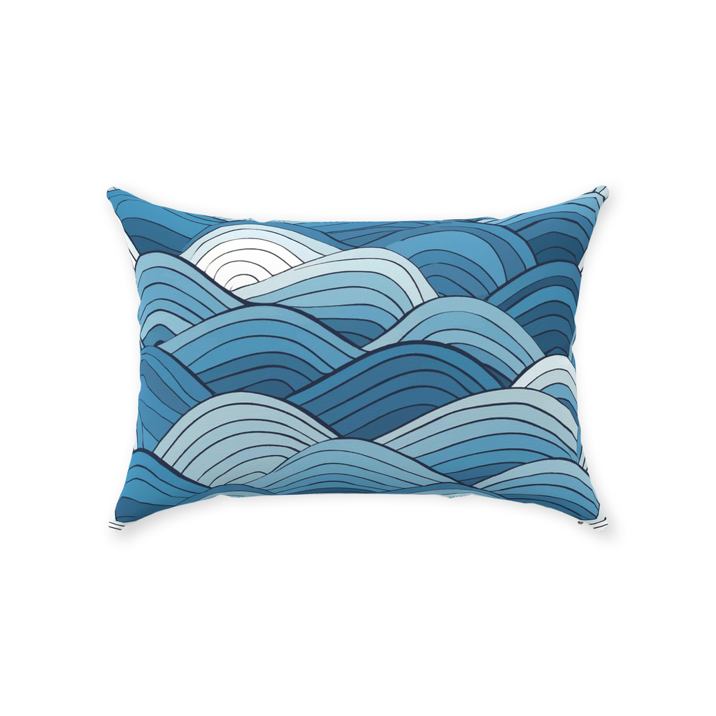 Blue Scale Wave Throw Pillows