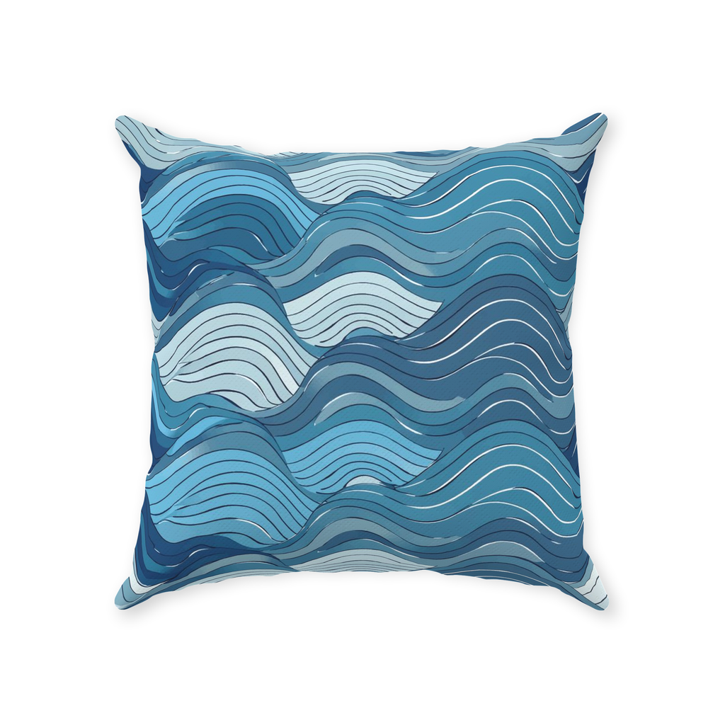 Blue Wave Throw Pillows
