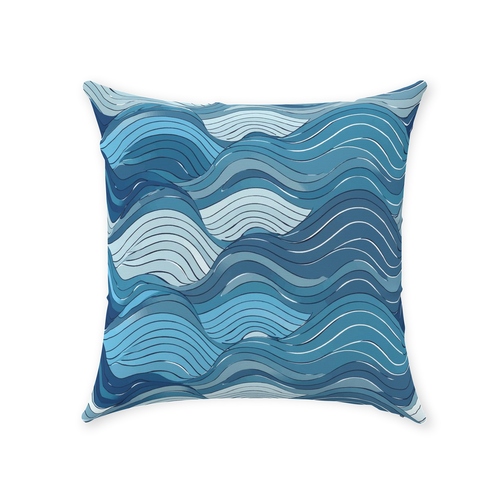 Blue Wave Throw Pillows