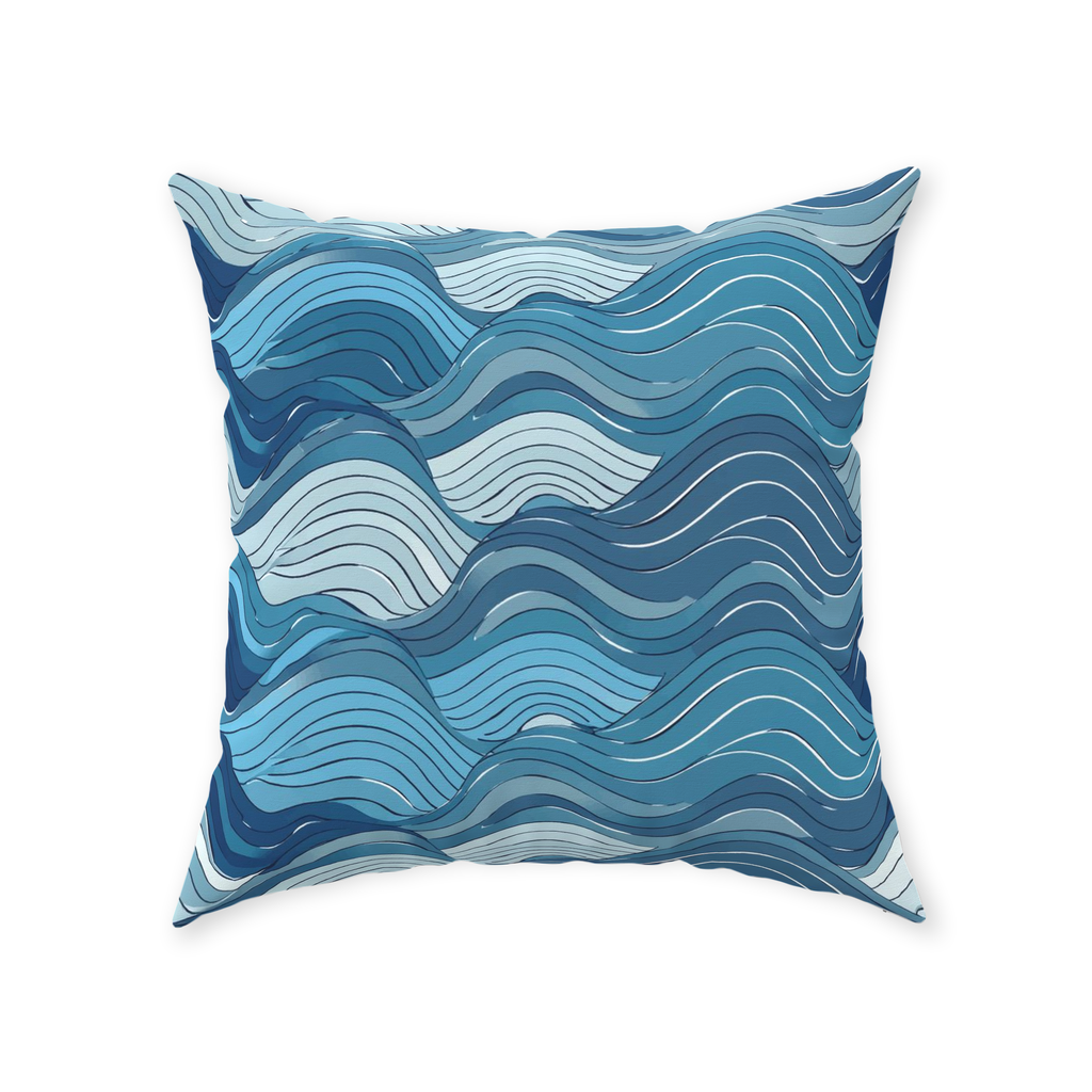 Blue Wave Throw Pillows