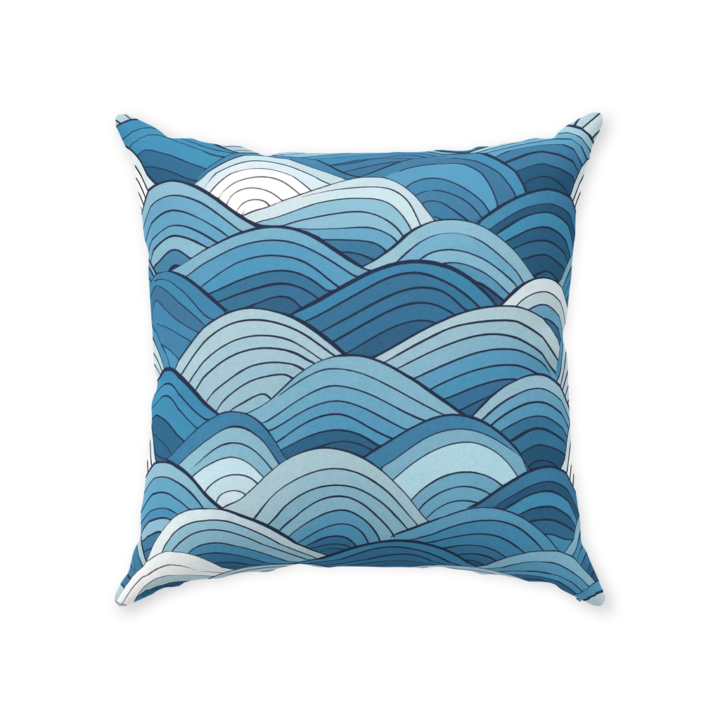 Blue Scale Wave Throw Pillows
