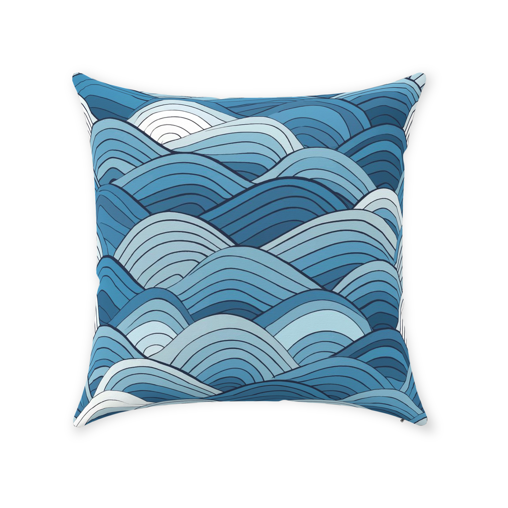Blue Scale Wave Throw Pillows