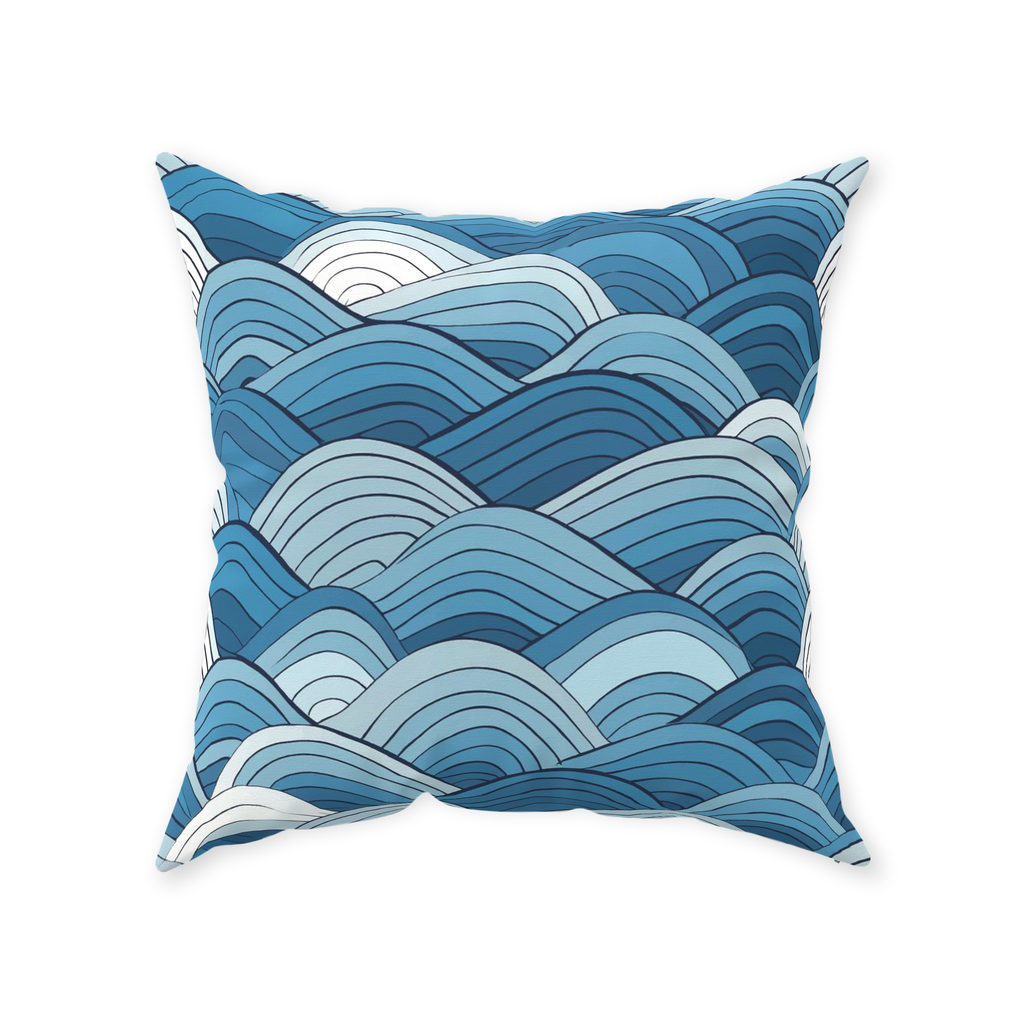 Blue Scale Wave Throw Pillows