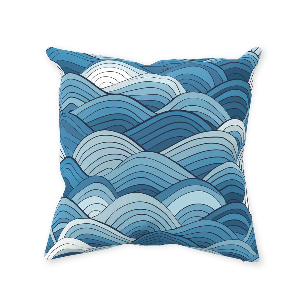 Blue Scale Wave Throw Pillows