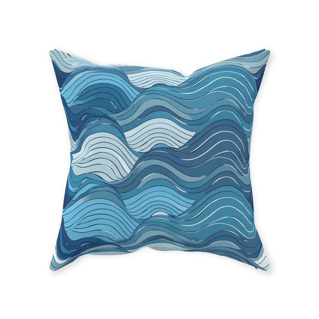 Blue Wave Throw Pillows