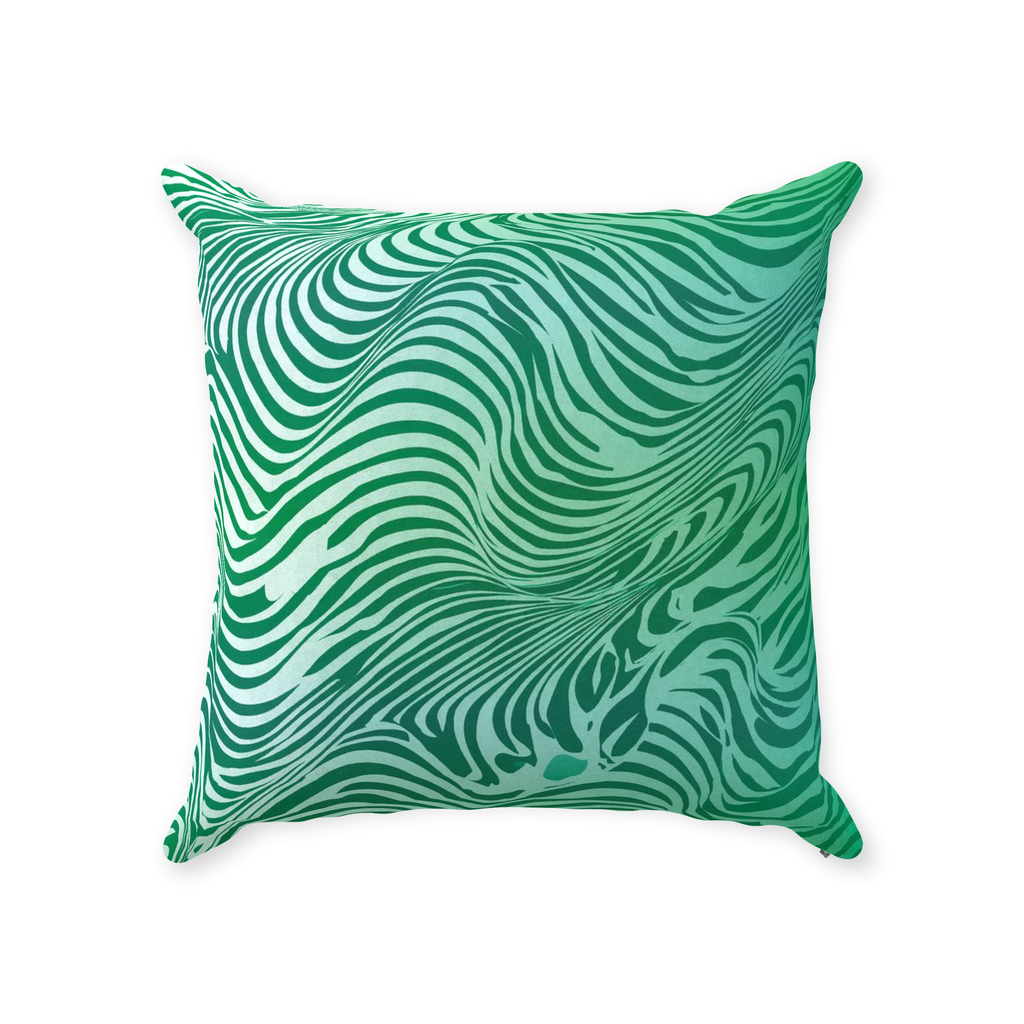 Green Zebra Throw Pillows