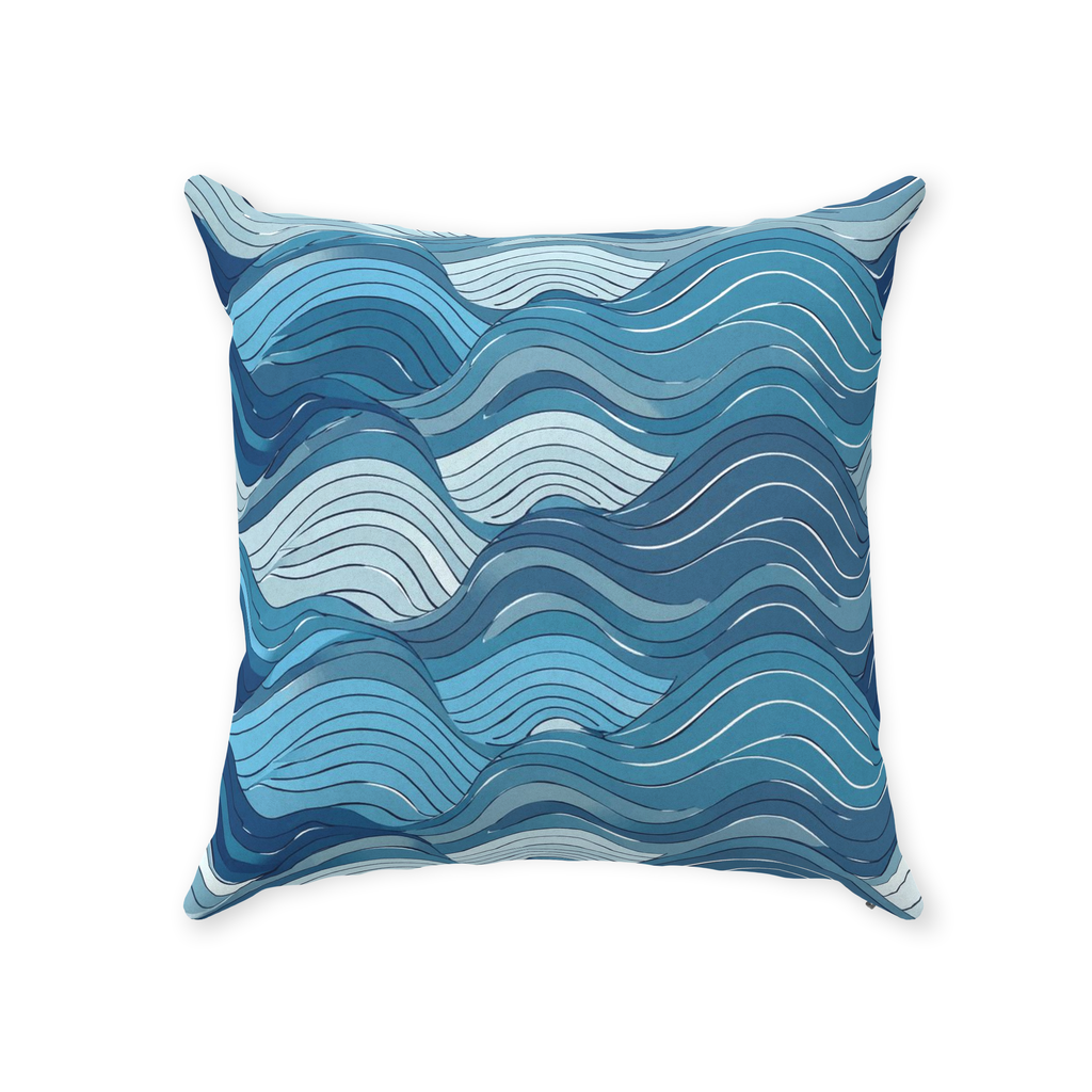 Blue Wave Throw Pillows