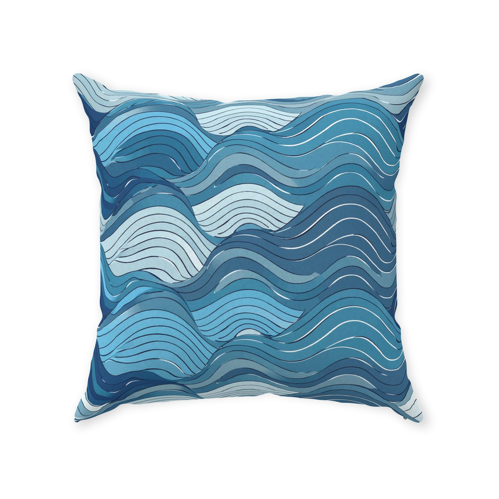 Blue Wave Throw Pillows