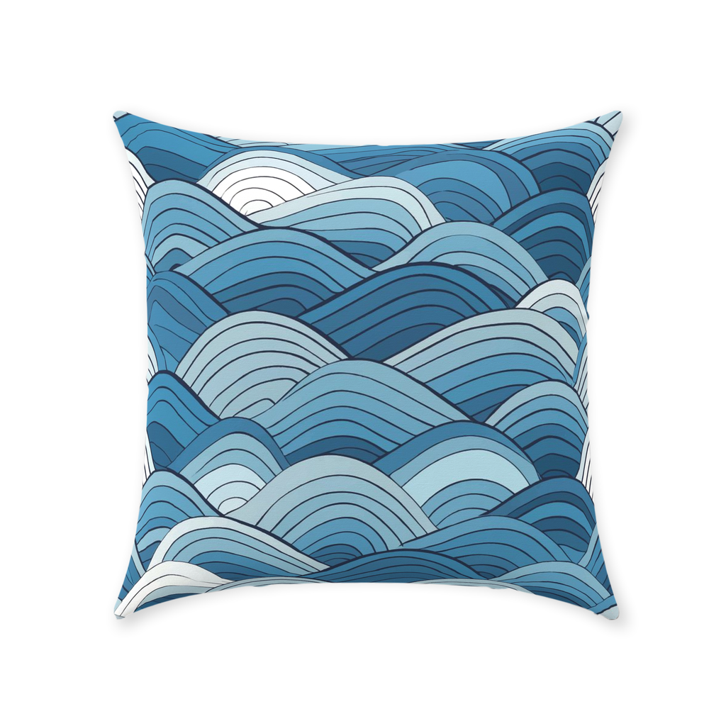 Blue Scale Wave Throw Pillows