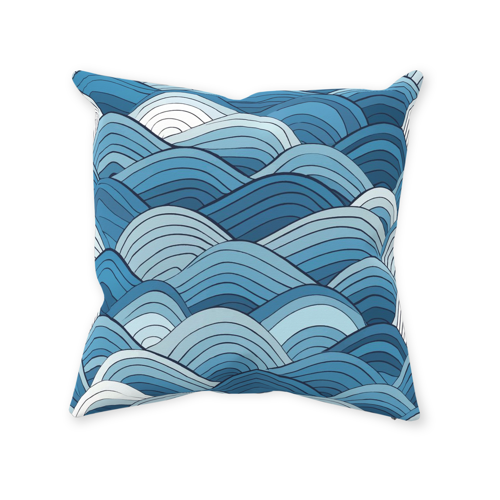 Blue Scale Wave Throw Pillows