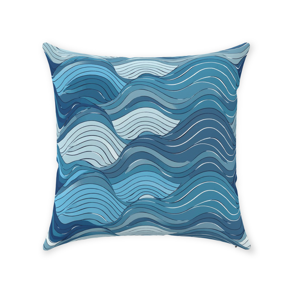 Blue Wave Throw Pillows