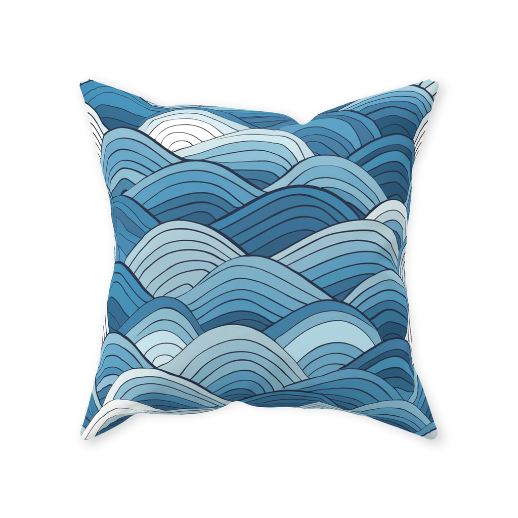 Blue Scale Wave Throw Pillows