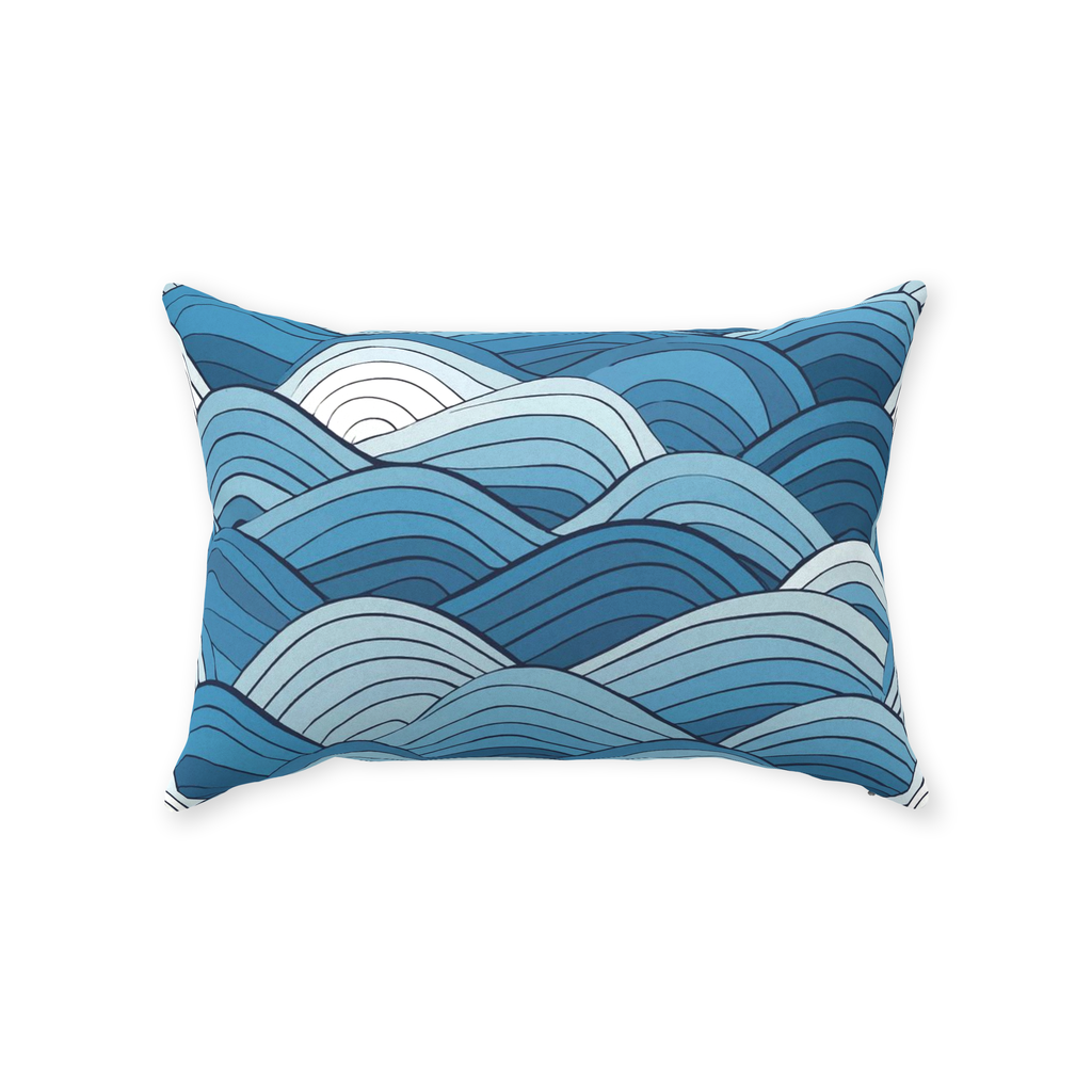 Blue Scale Wave Throw Pillows