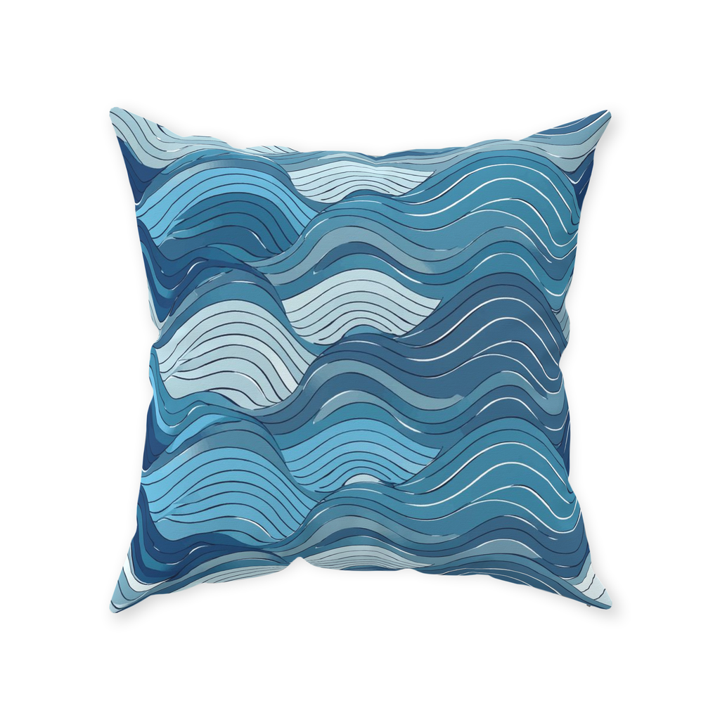 Blue Wave Throw Pillows