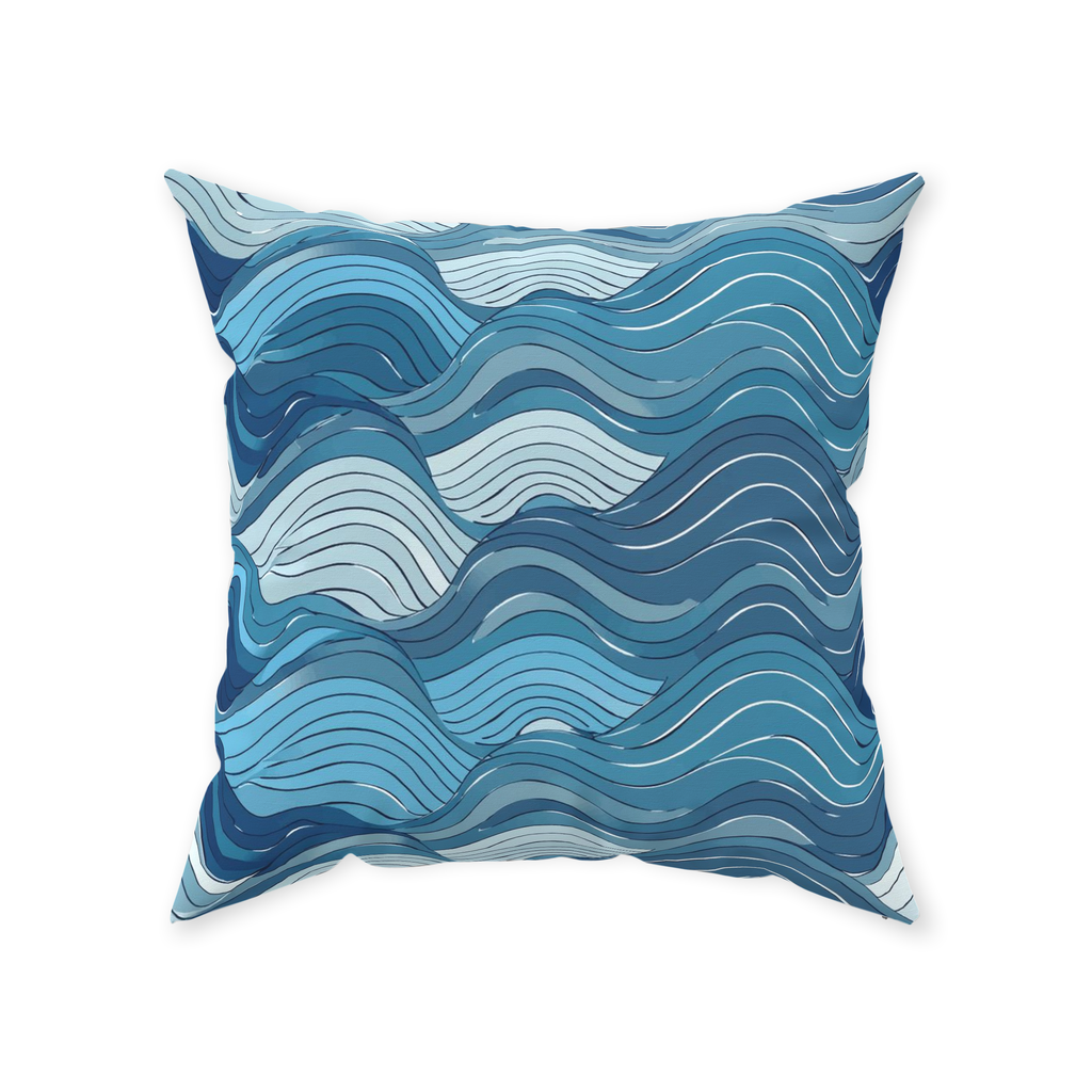 Blue Wave Throw Pillows