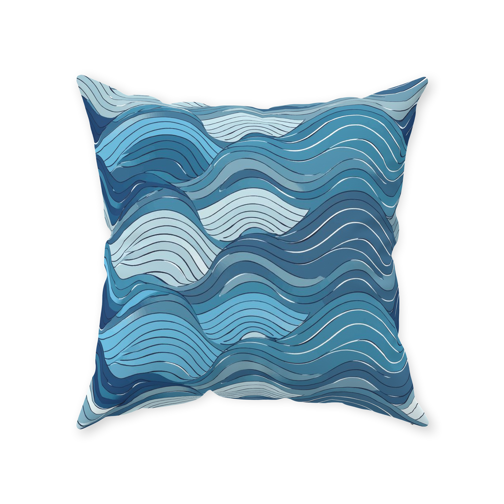 Blue Wave Throw Pillows