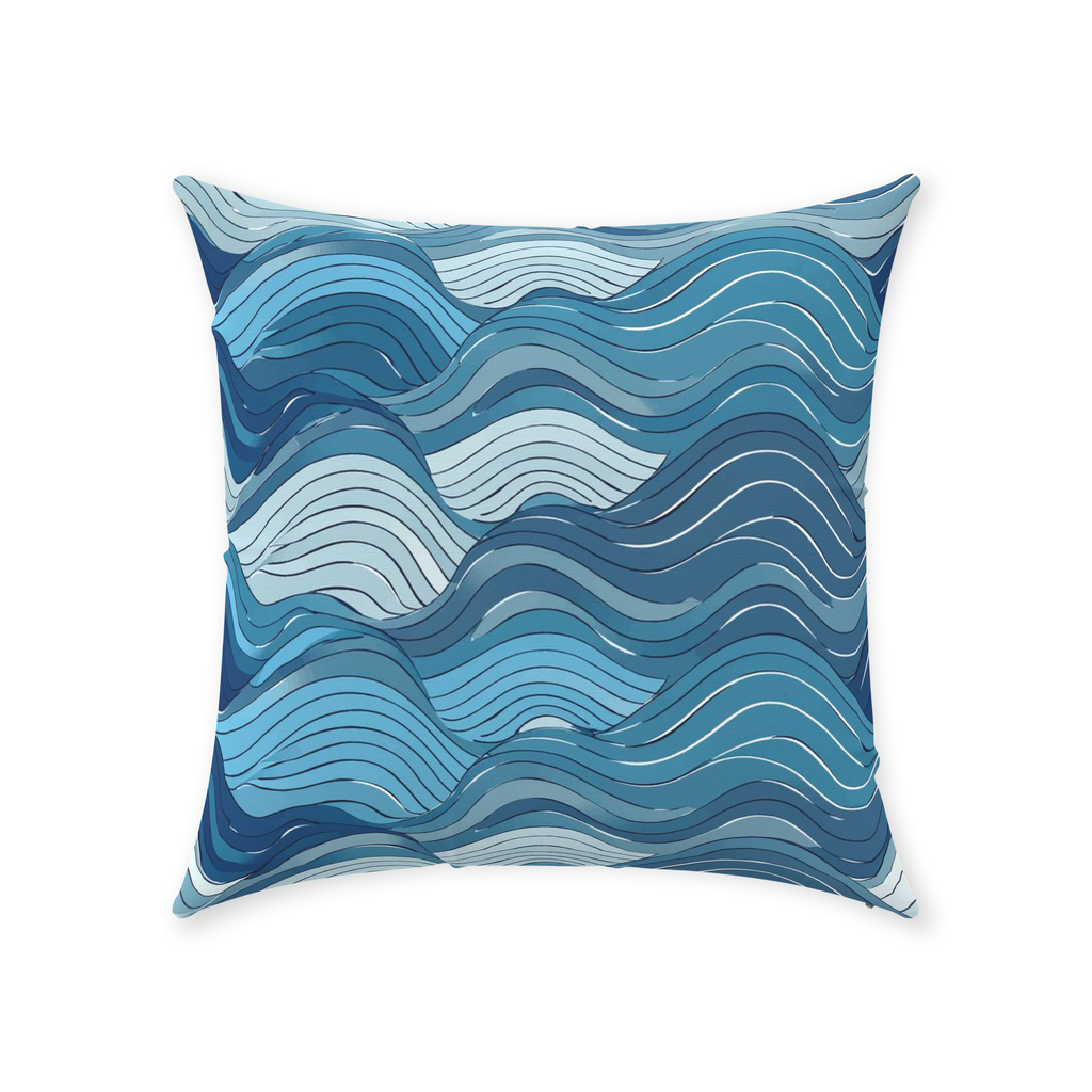 Blue Wave Throw Pillows