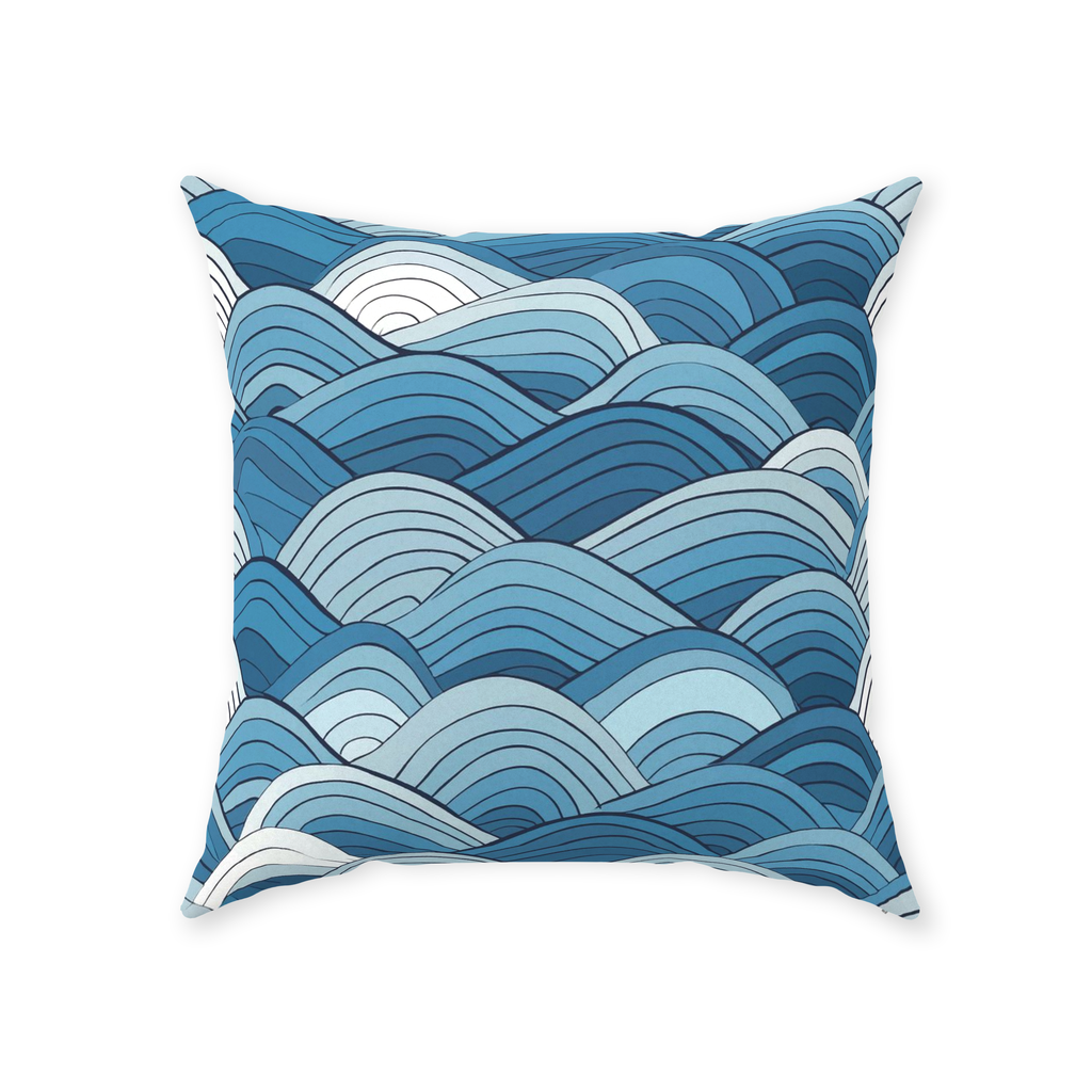 Blue Scale Wave Throw Pillows
