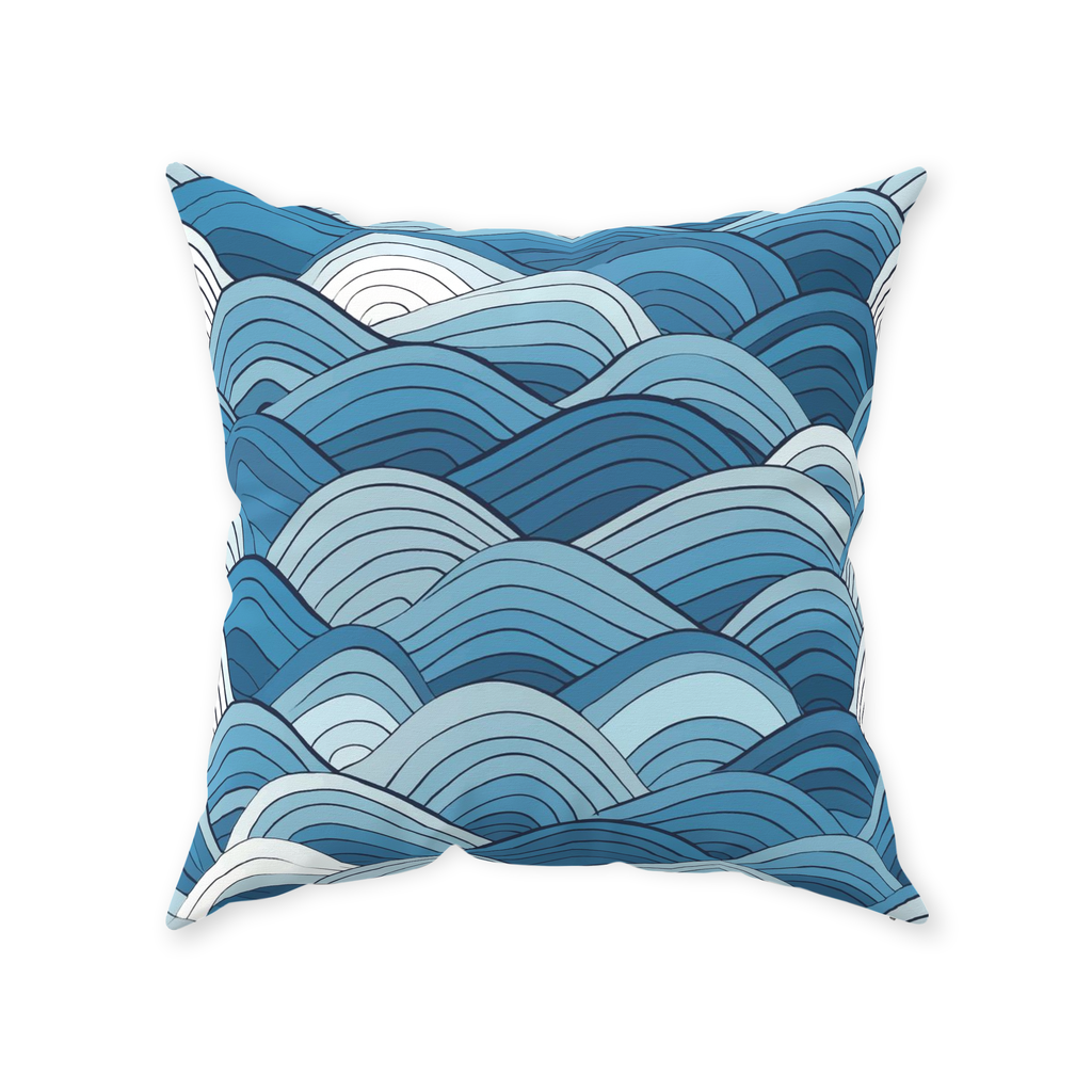 Blue Scale Wave Throw Pillows