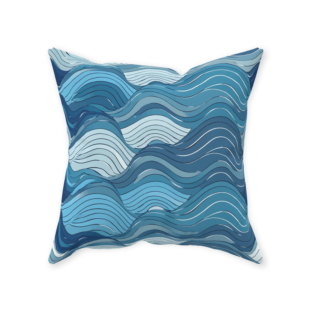 Blue Wave Throw Pillows