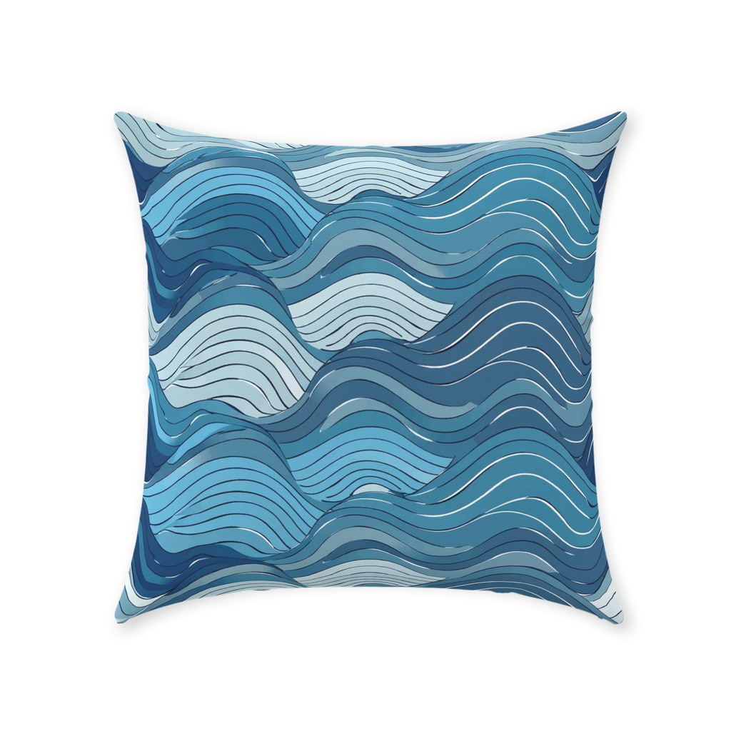Blue Wave Throw Pillows