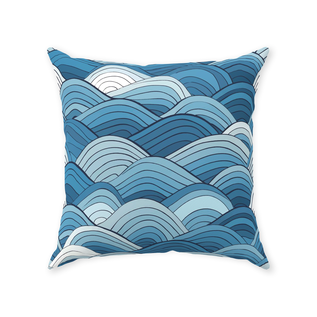 Blue Scale Wave Throw Pillows