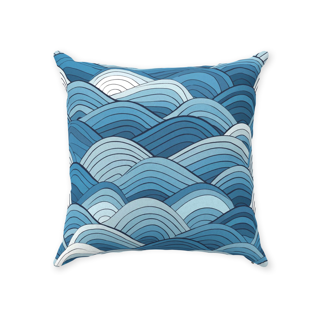 Blue Scale Wave Throw Pillows