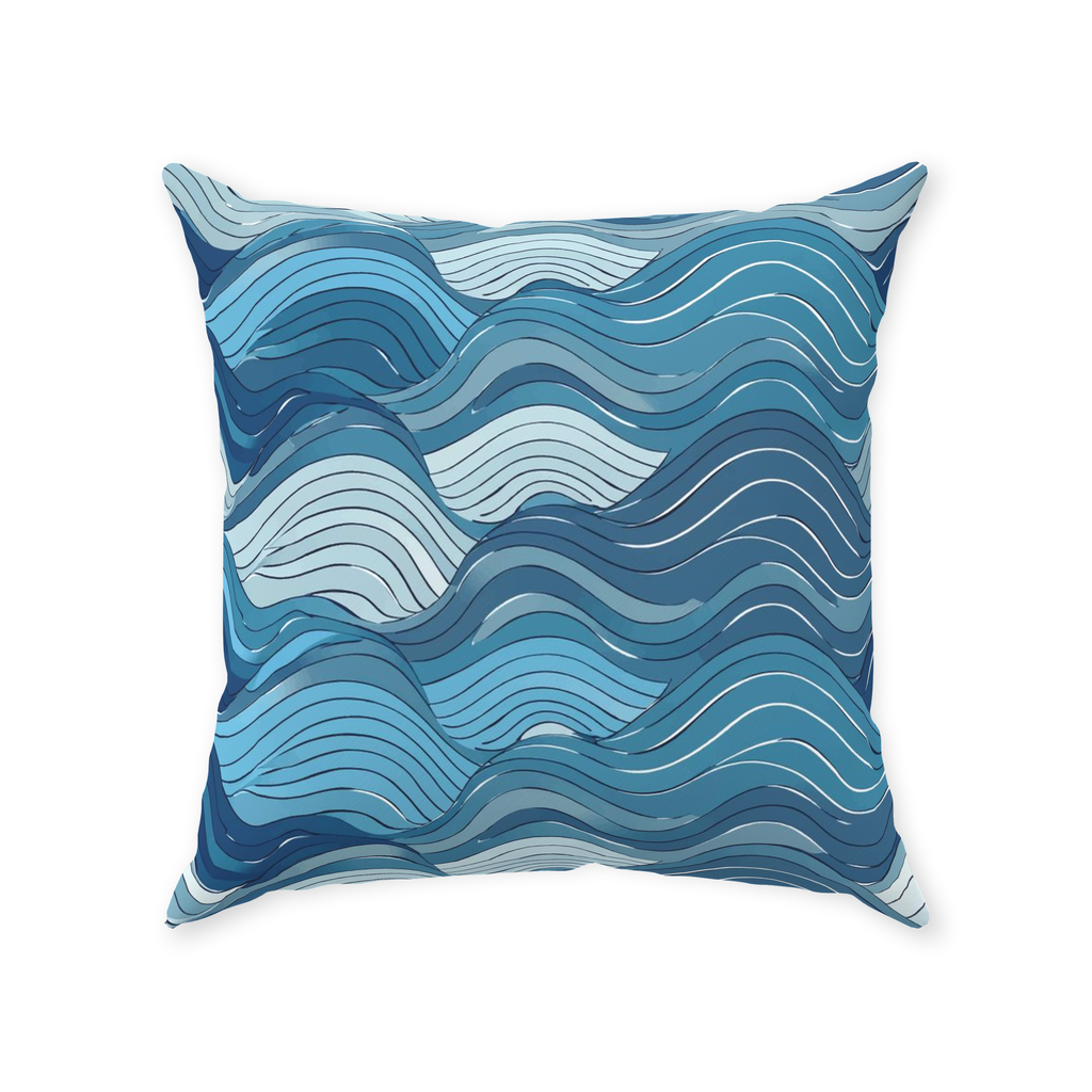 Blue Wave Throw Pillows