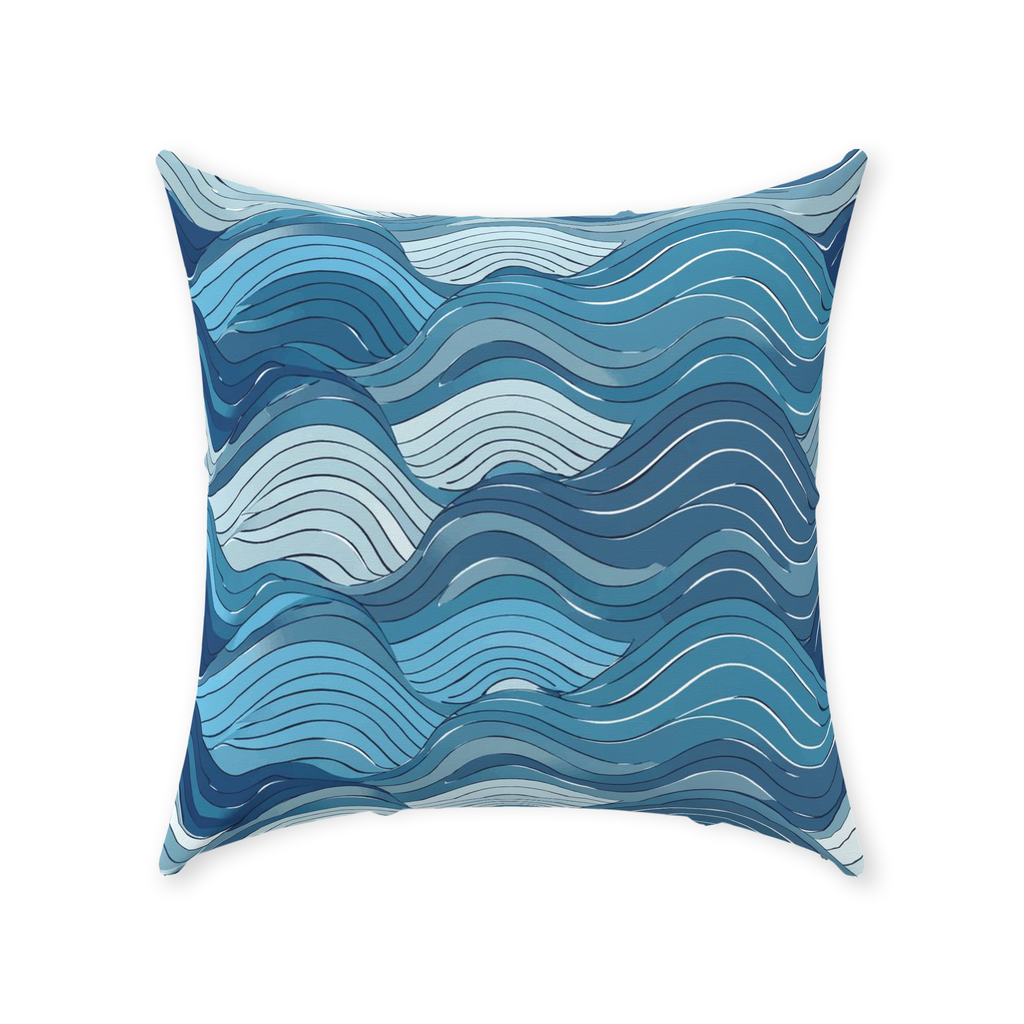 Blue Wave Throw Pillows