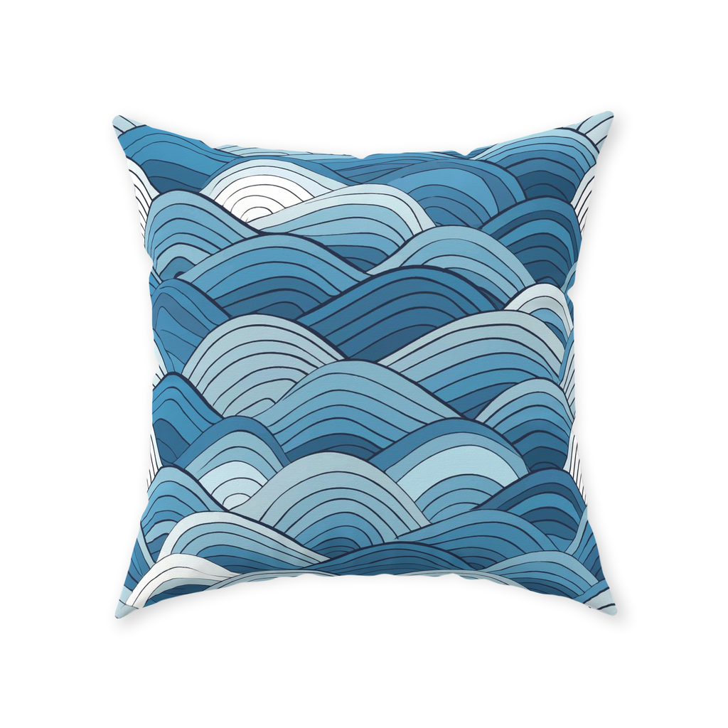 Blue Scale Wave Throw Pillows