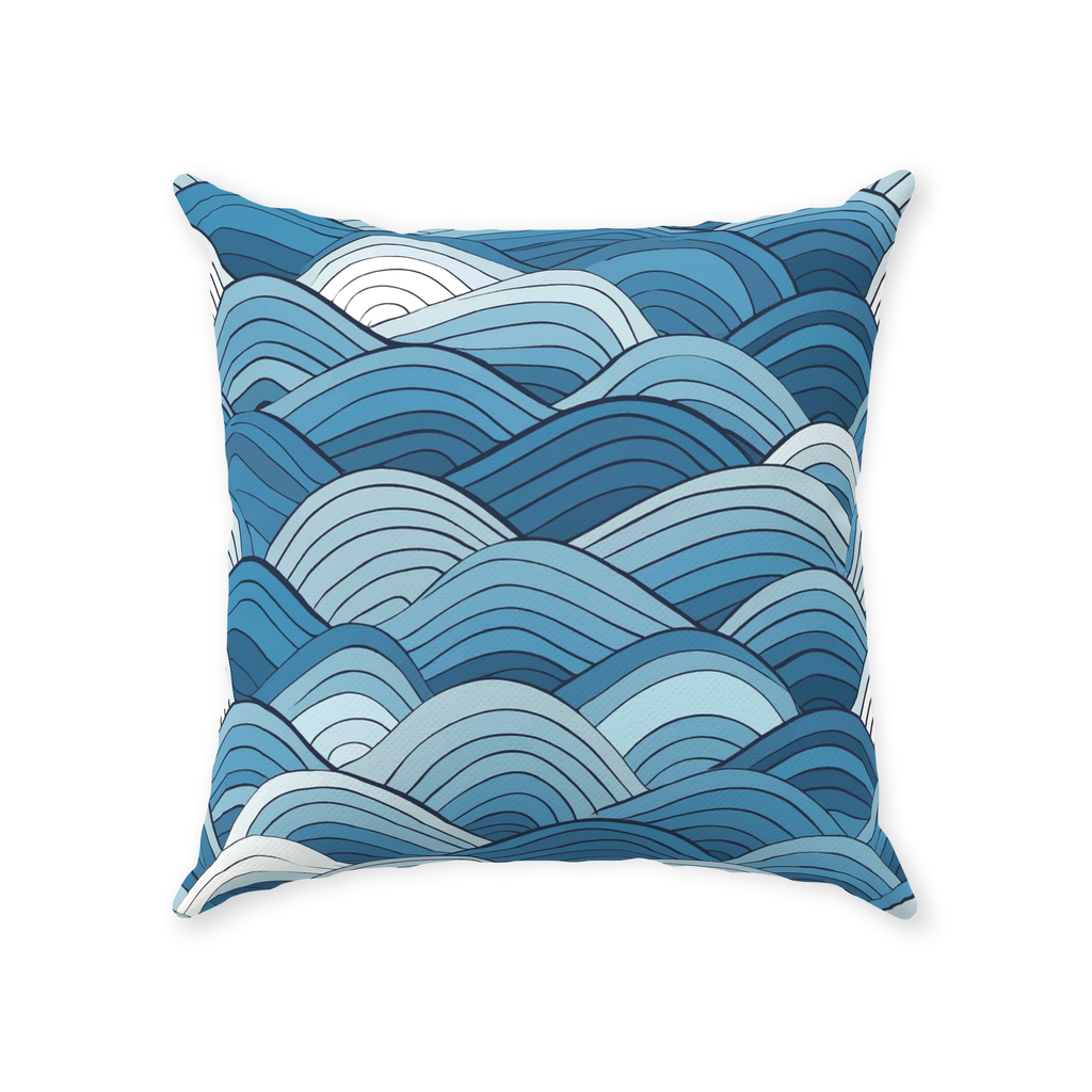 Blue Scale Wave Throw Pillows