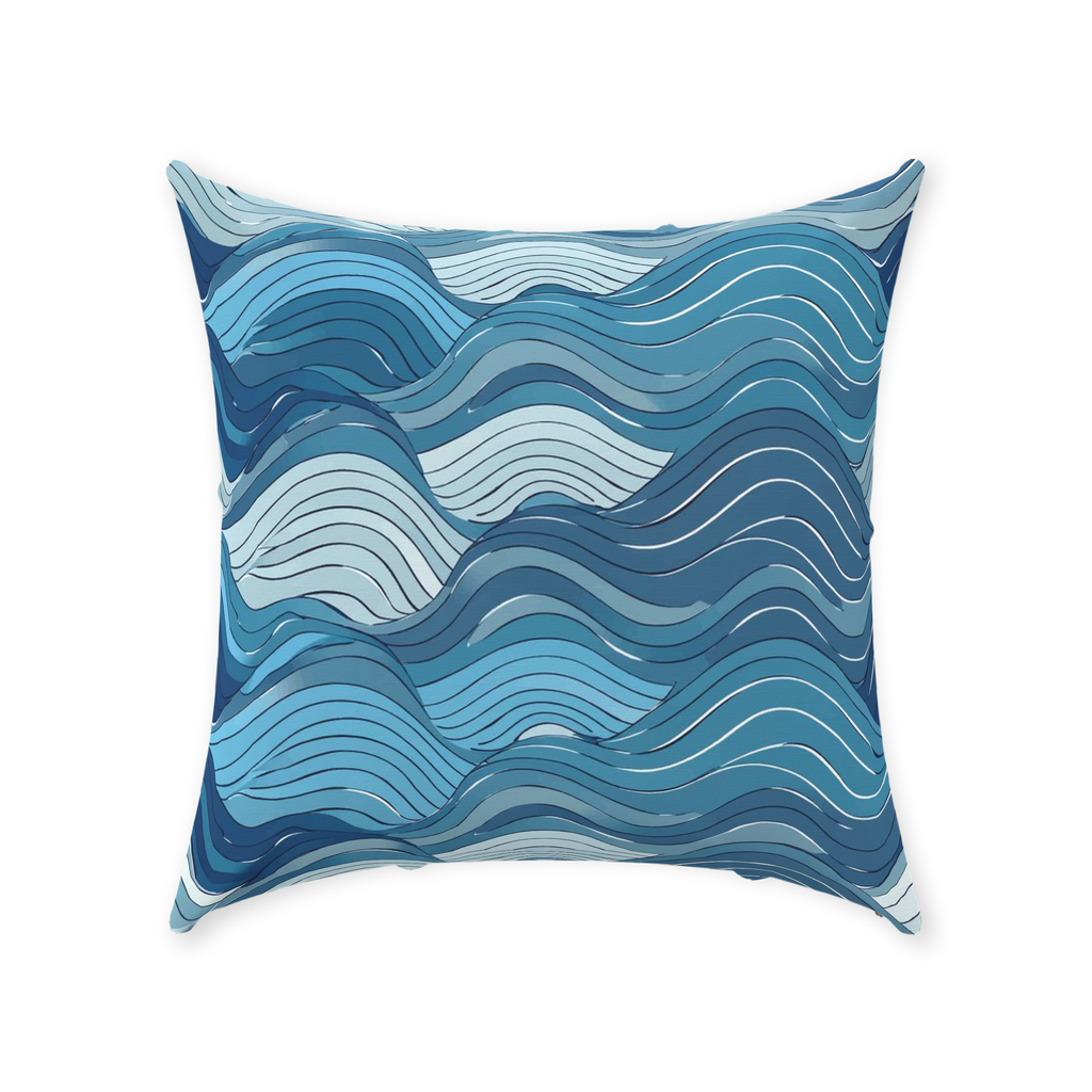 Blue Wave Throw Pillows