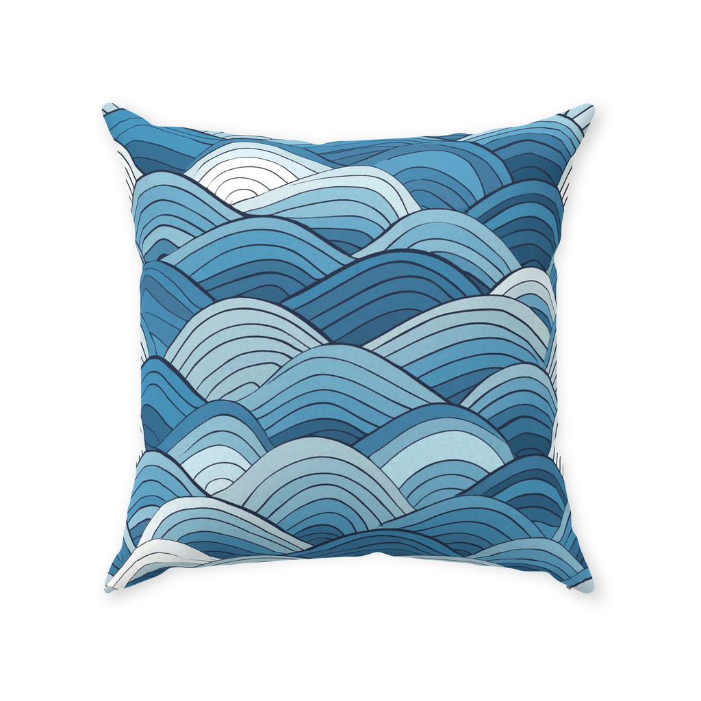 Blue Scale Wave Throw Pillows