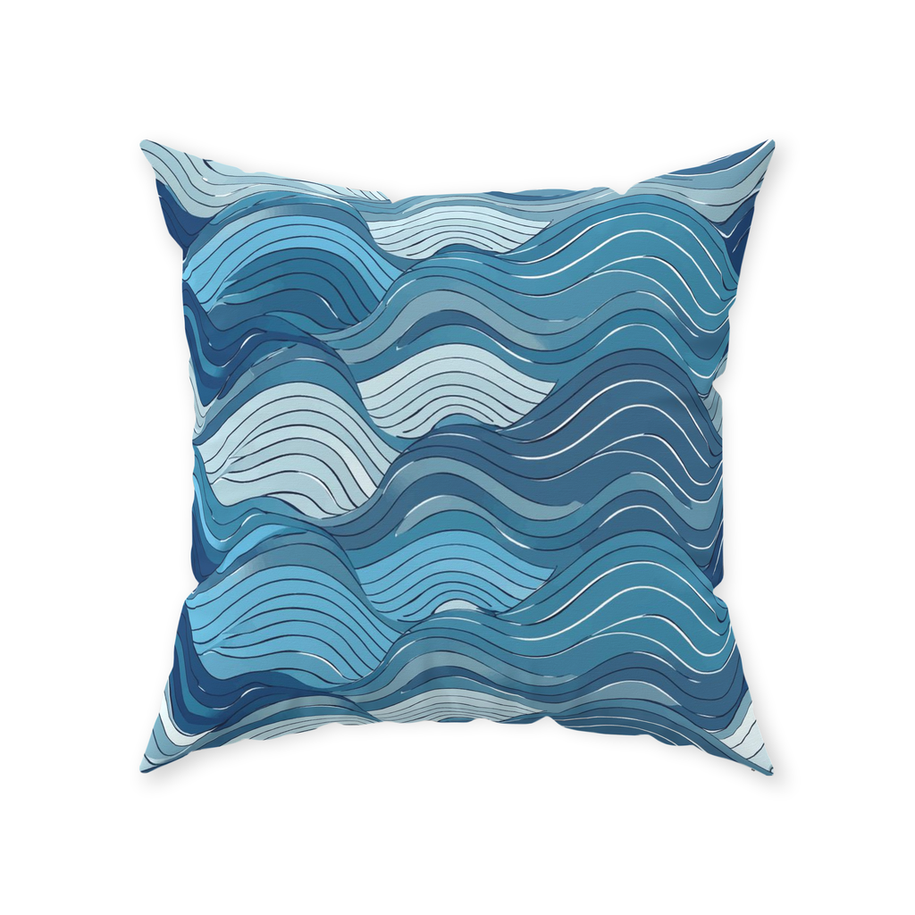 Blue Wave Throw Pillows