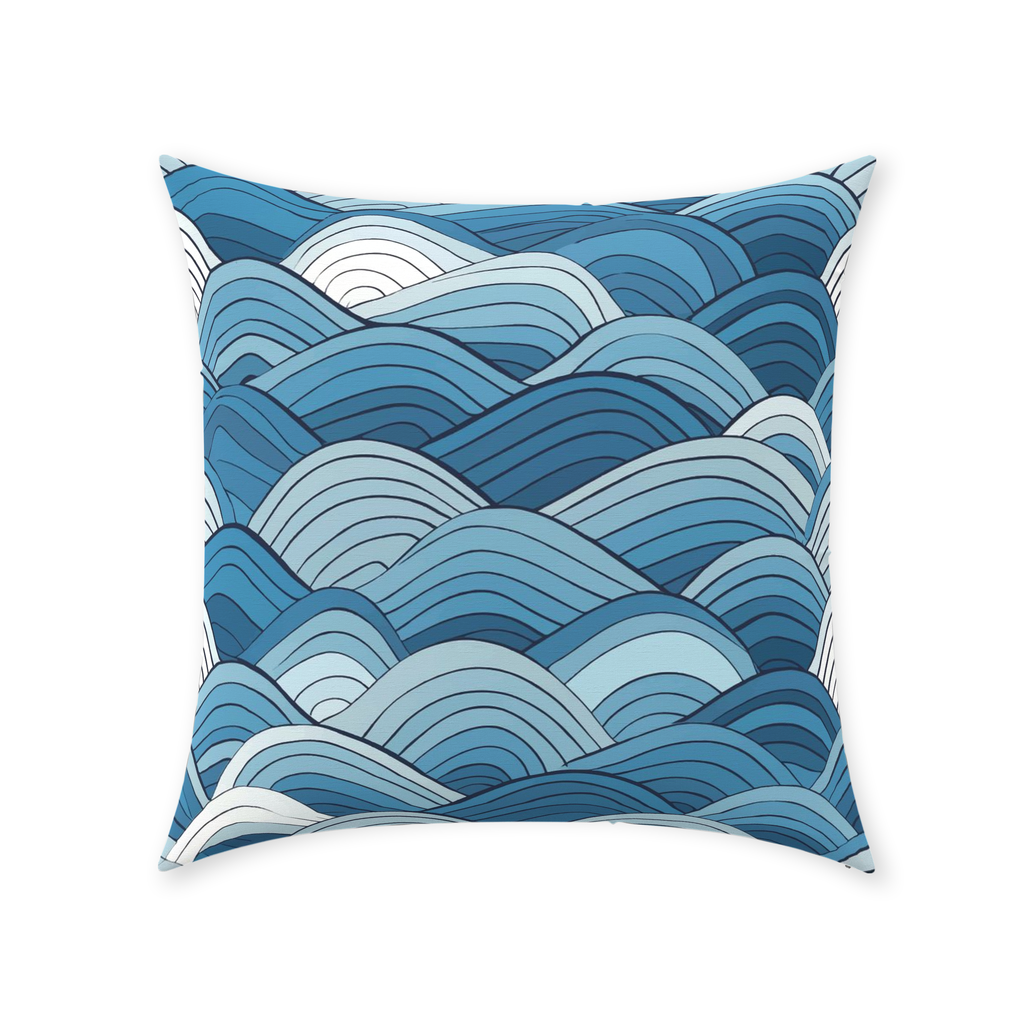 Blue Scale Wave Throw Pillows