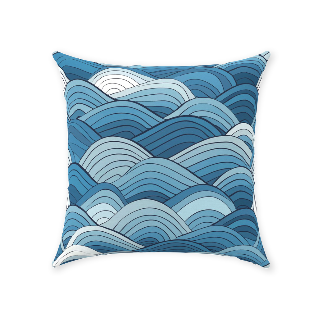 Blue Scale Wave Throw Pillows