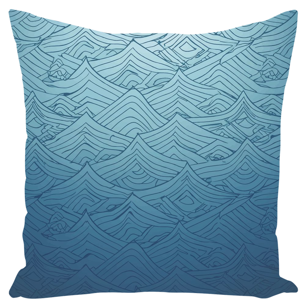 Blue Fainted Wave Throw Pillows