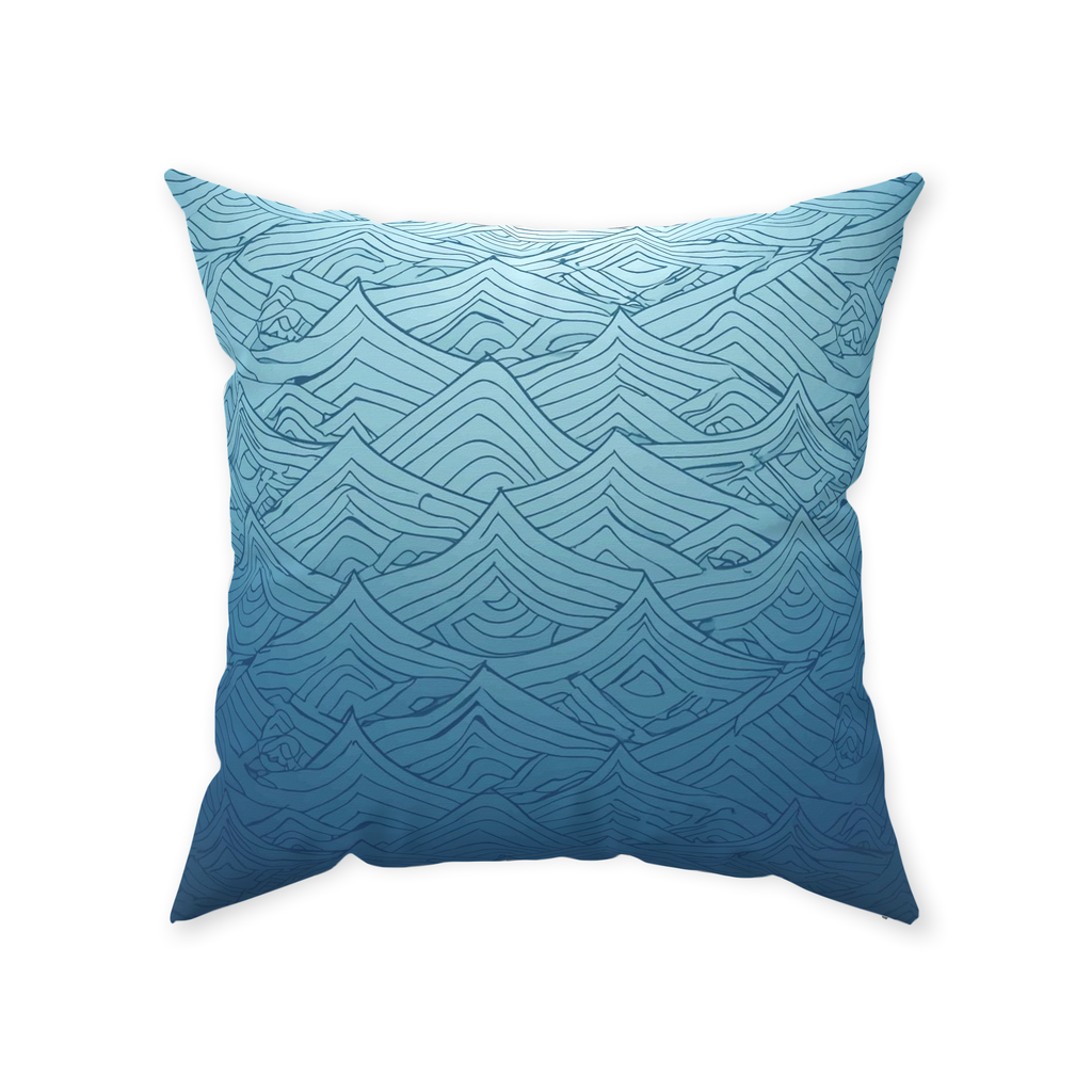 Blue Fainted Wave Throw Pillows