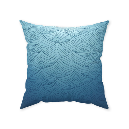 Blue Fainted Wave Throw Pillows