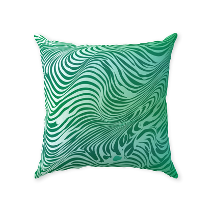 Green Zebra Throw Pillows
