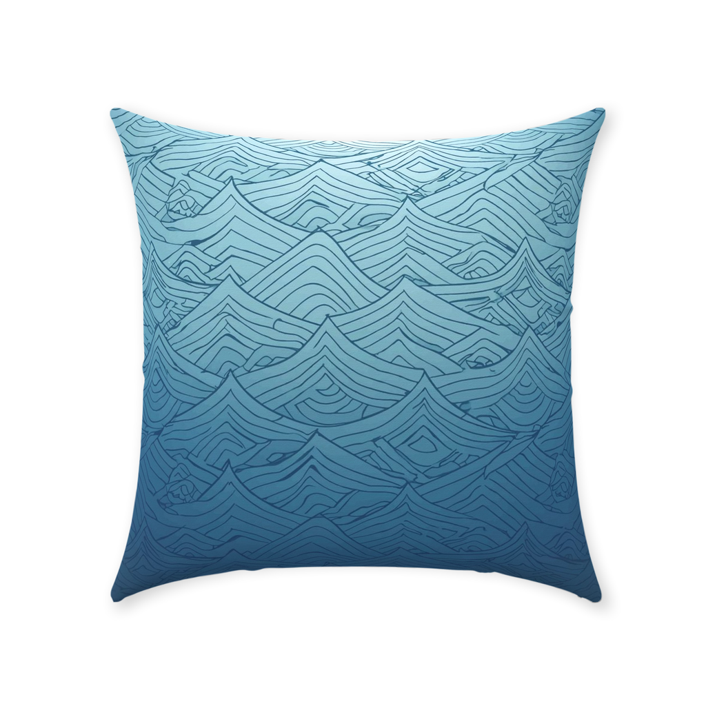 Blue Fainted Wave Throw Pillows