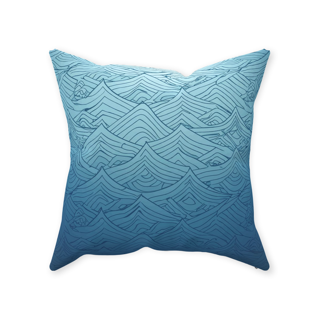 Blue Fainted Wave Throw Pillows