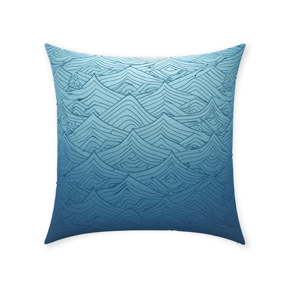 Blue Fainted Wave Throw Pillows