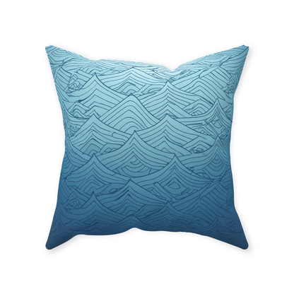 Blue Fainted Wave Throw Pillows